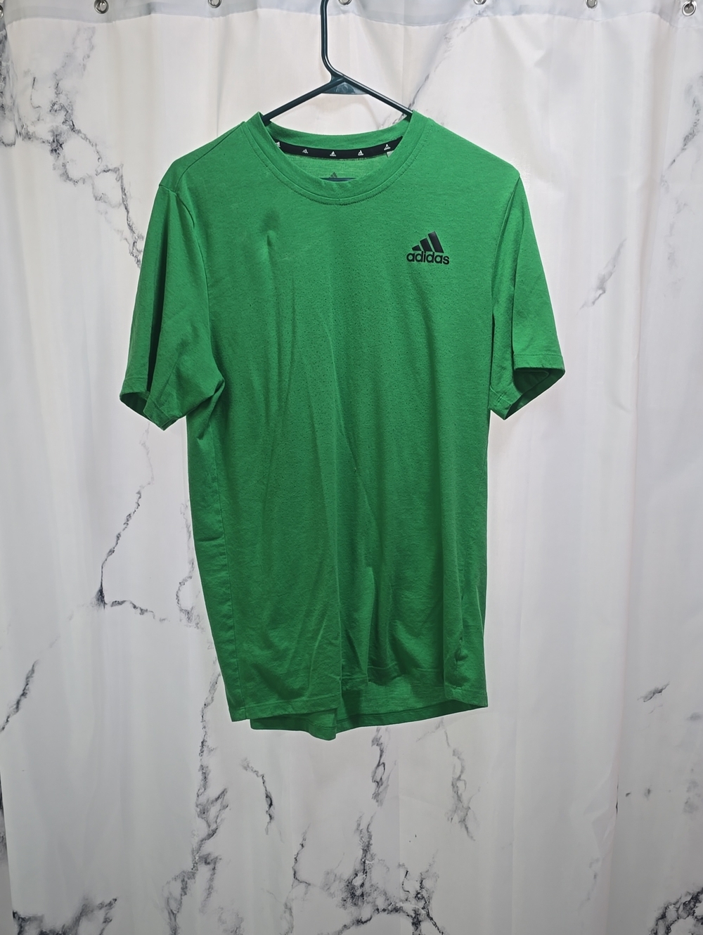 adidas Green Short-Sleeve Athletic Tee with Logo